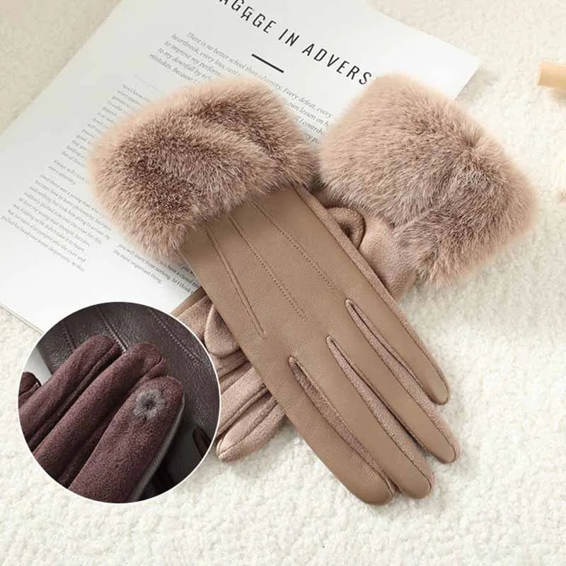 Winter Luxury Women's PU Leather Gloves