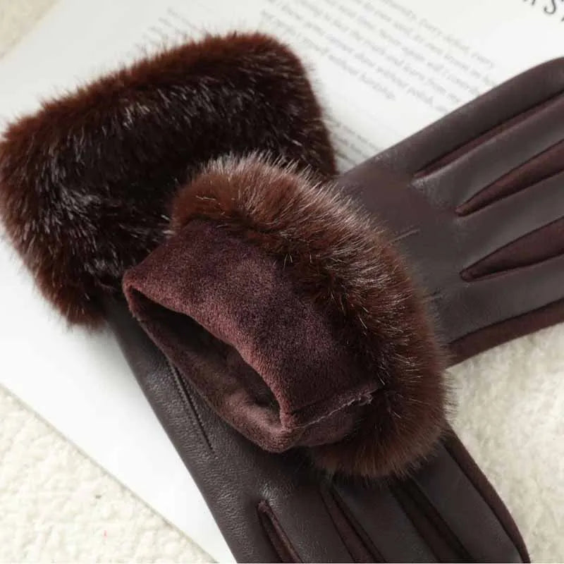 Winter Luxury Women's PU Leather Gloves