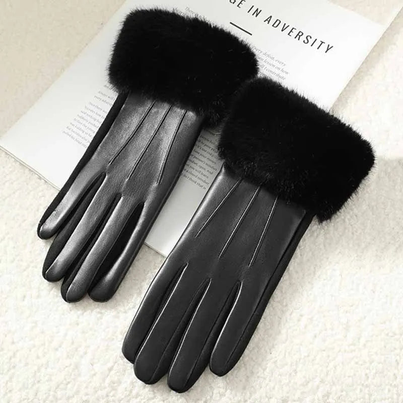 Winter Luxury Women's PU Leather Gloves